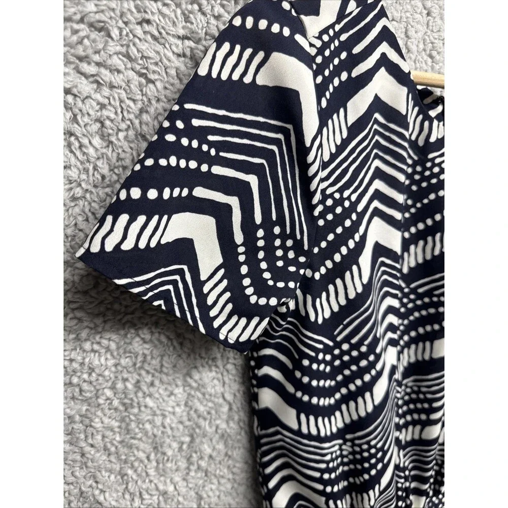 J Crew Navy & White Silky Chevron Romper Elastic Waist Womens Sz 0
